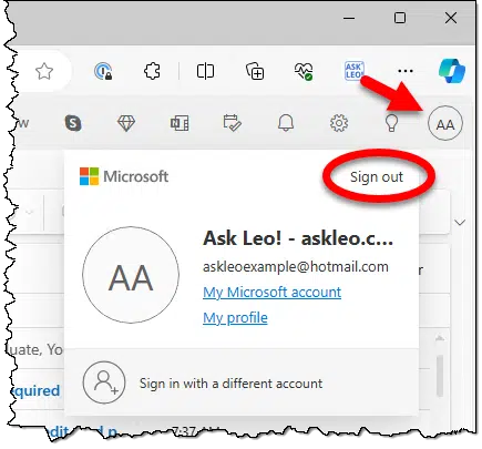 Outlook.com sign out.
