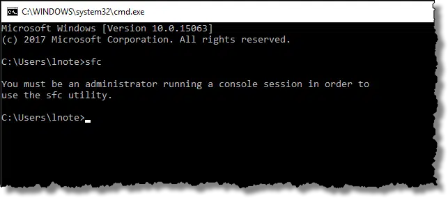 SFC in a Command Prompt