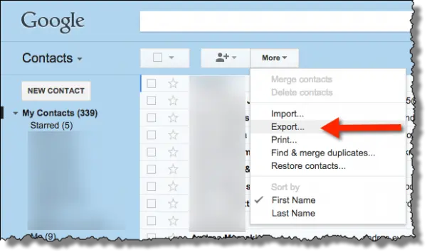 Gmail Contacts Export