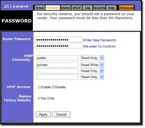 BEFSR81 password page. (Screenshot: askleo.com)