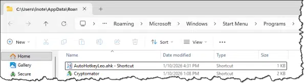 AutoHotkey in my startup folder.