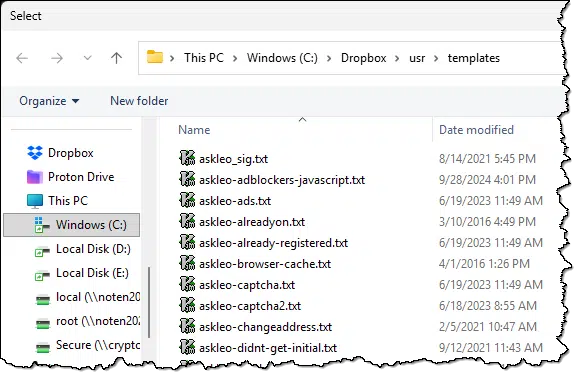 A small selection of the 52 templates I have ready to enter with just a few keystrokes.