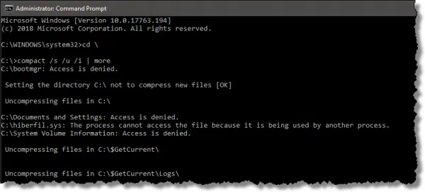 Decompressing the entire hard drive