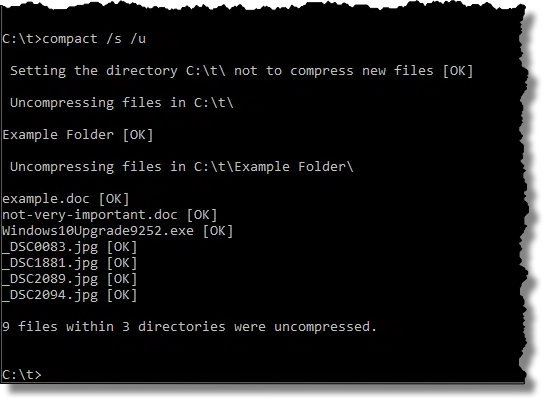 Uncompressing files in the command line