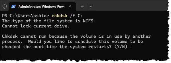 CHKDSK /F C: