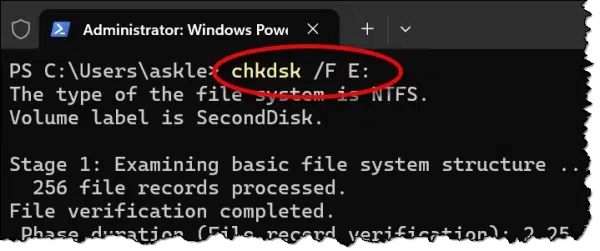 CHKDSK /F