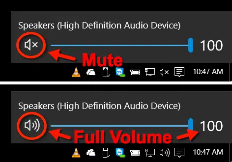 Muted Speakers in Windows 10