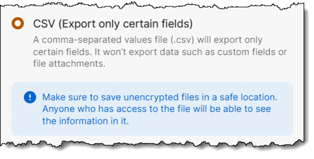 1Password CSV Export