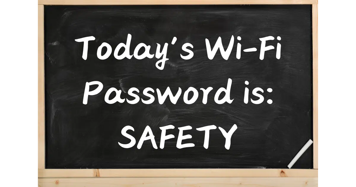 Text: Today's Wi-Fi Password is SAFETY