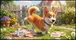 A Corgi lifting his leg over and peeing on a small pile of messages labeled "SPAM".