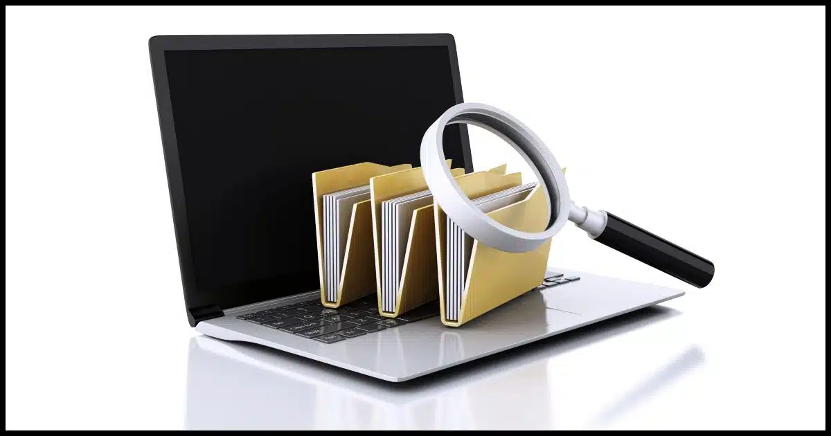 Examining file folders.