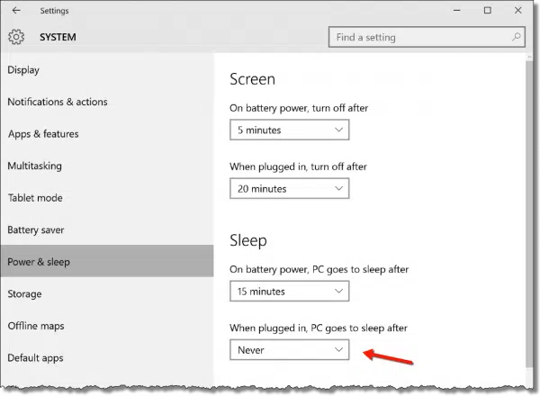 Power and Sleep Options