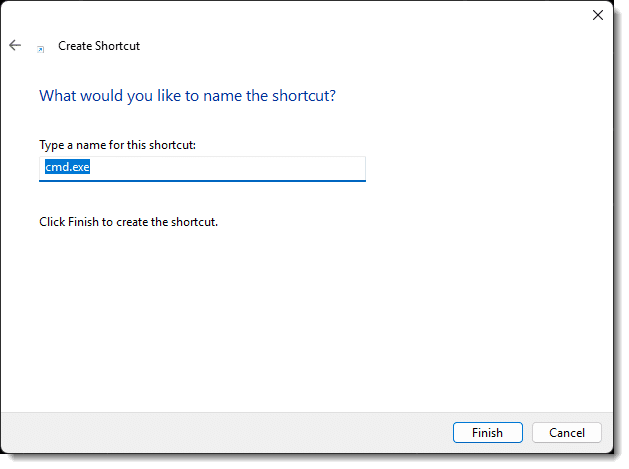 Naming your shortcut.