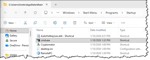 New shortcut created.