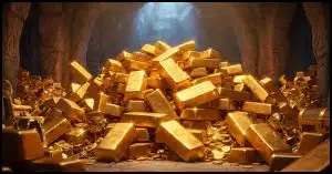 A pile of gold bars.
