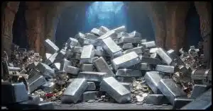 A pile of silver bars.