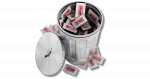 A garbage can overflowing with spam.