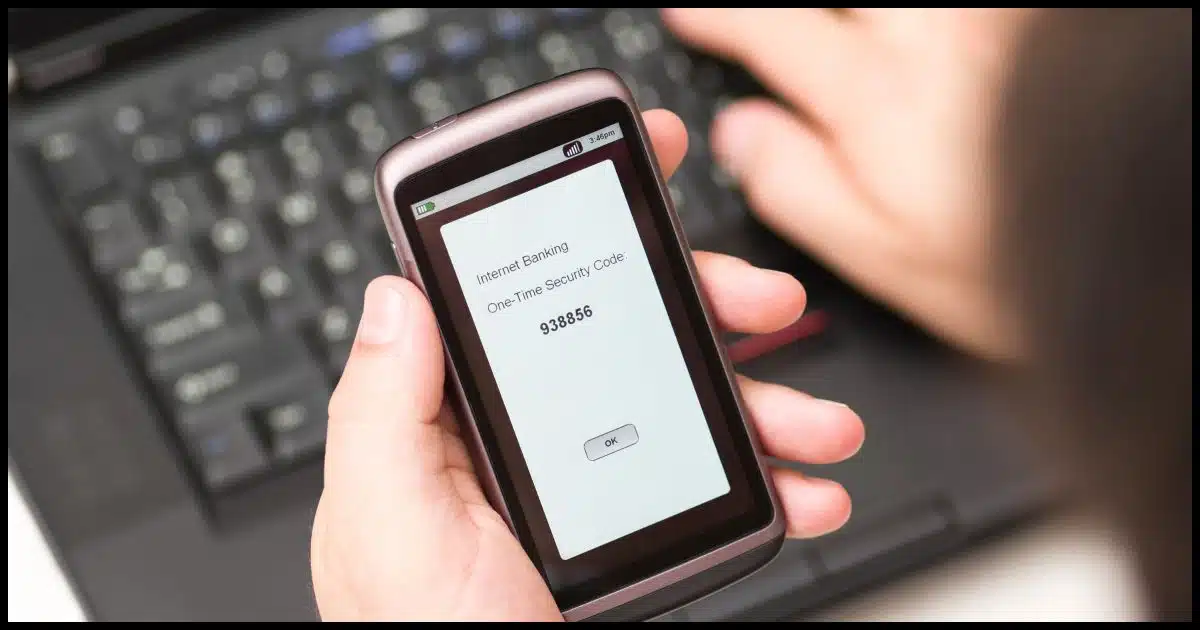 Two factor code being displayed on a mobile device.
