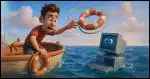 someone on a boat throwing a life ring to a desktop PC floating in the water