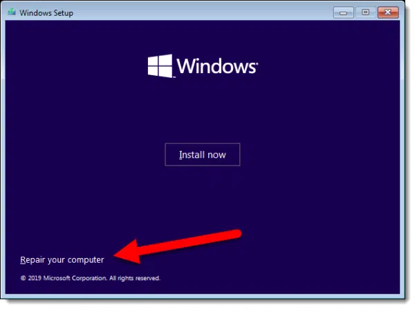 Windows Setup Install Now Screen