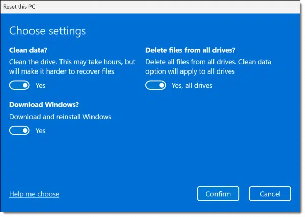 Clean data options.