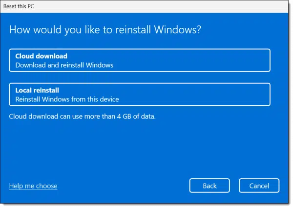 Cloud or Local reinstall?