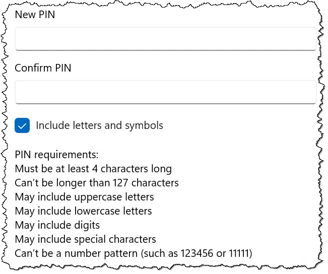 Creating a PIN that's really a password.