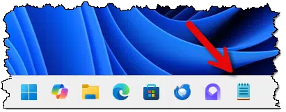 Notepad pinned to the Windows taskbar.