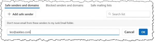 Adding leo@askleo.com as a safe sender.