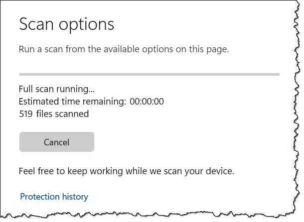 Scan running.