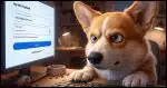 A frustrated looking Corgi looking at a failed Facebook login.