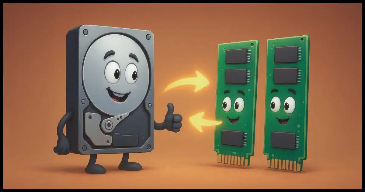 Disk & RAM working together.