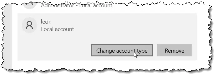 Change account type button.