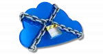 Concept: cloud with chains and a padlock