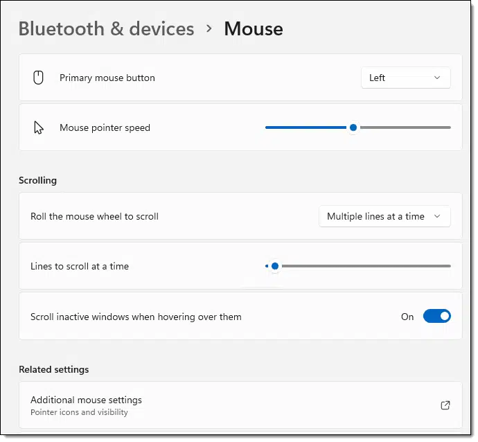 Mouse Device Settings