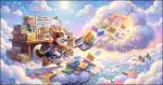 A corgi shoveling files and folders into a cloud