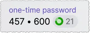 Example of a One Time Password.