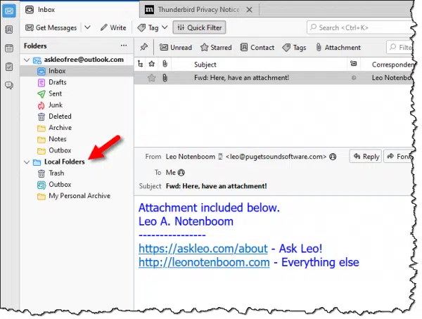 Local Folders in Thunderbird
