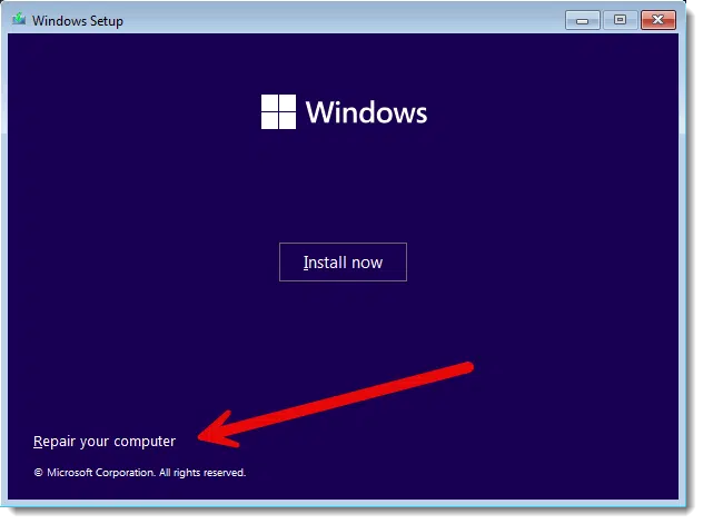 Windows Setup Install Now