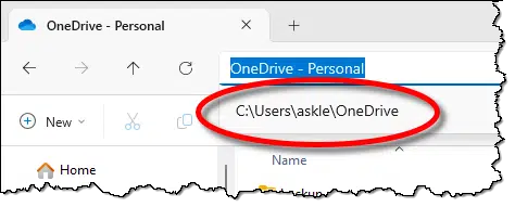 Full path to my OneDrive folder.