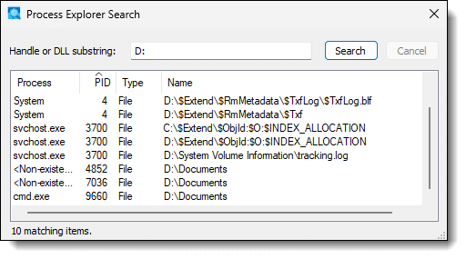 Procexp Search Results
