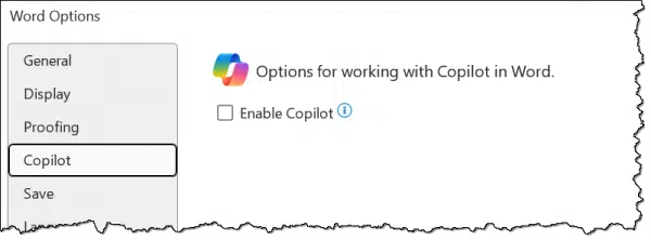 Enable Copilot option in Microsoft Word.