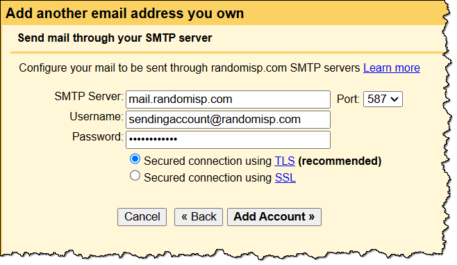Send mail as via Gmail.