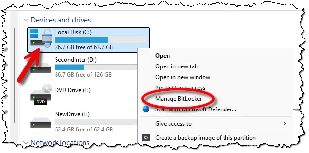 Bitlocker in Windows 11 Pro