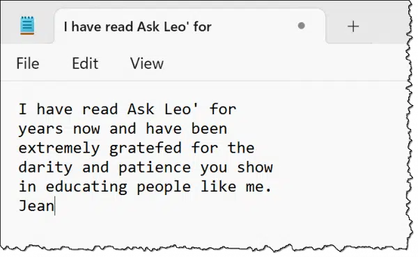 Captured text.