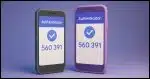 Two different phones showing the same two-factor code.