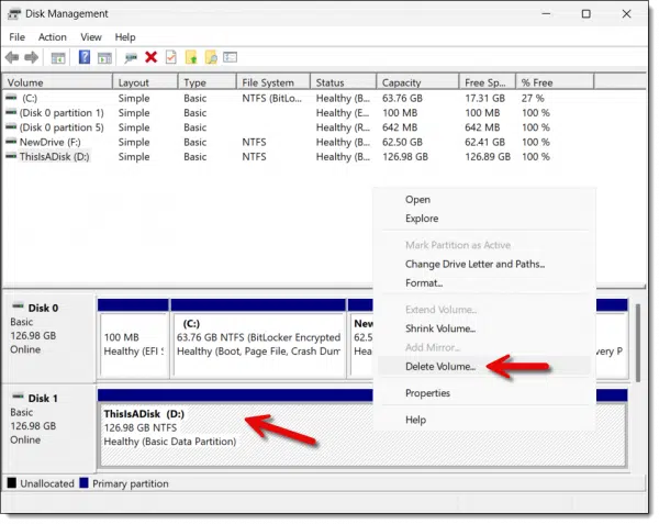 Removing a partition.