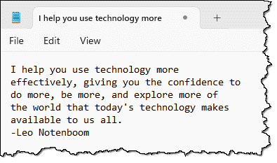 OCRed text in Notepad.