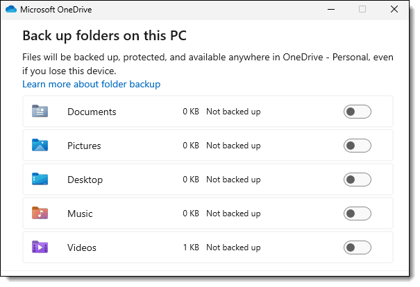 OneDrive backup "feature", safely turned off.