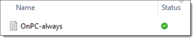 A file that is always completely downloaded and available on the PC.